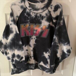 WOMENS KISS BAND SWEAT TOP TYE-DYE